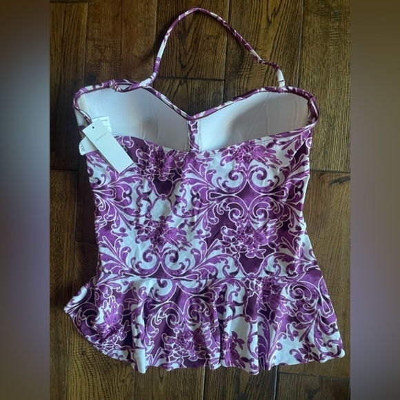 NWT LIZ CLAIBORNE Pattern Bandeau Swimsuit Top Size 14 - Picture 4 of 7